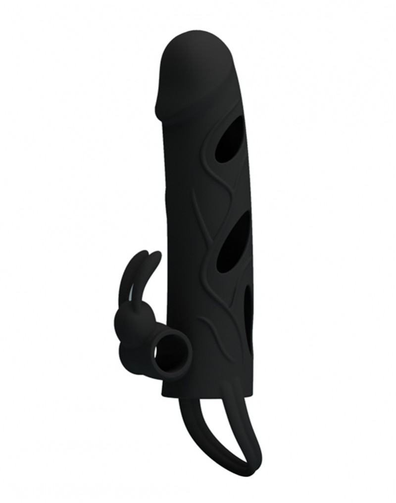 Manson de Penis Cu Vibratii Silicon Negru 14 cm, Nr. 3, Erotic24.ro