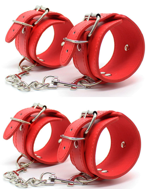 Catuse Maini si Picioare Piele Ecologica Rosii Guilty Toys, Nr. 2, Erotic24.ro