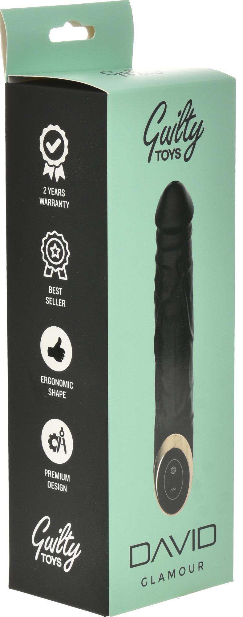 Vibrator Realist David Silicon Silent Mode 10 Moduri USB Negru 22 cm Guilty Toys, Glamour, Nr. 7, Erotic24.ro