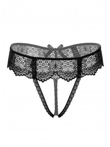 Bikini String Delphine Crotchless Negru S/M , Nr. 3, Erotic24.ro