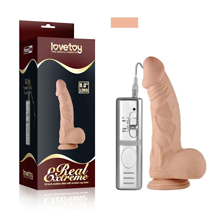 Vibrator Realist Real Extreme cu Telecomanda PVC Natural 23.5 cm, Nr. 3, Erotic24.ro