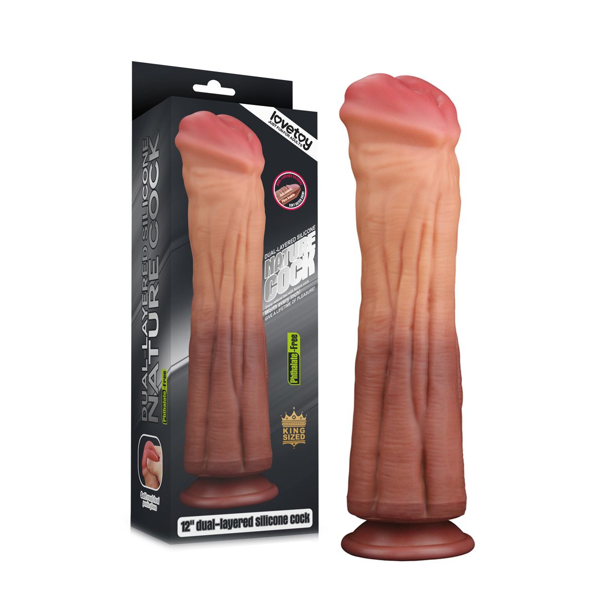 Dildo Platinum Silicon Strat Dublu King Size Natural 30 cm