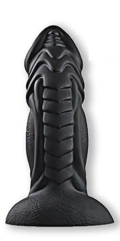 Dildo Dino cu Ventuza, Silicon Lichid, Negru, 20 cm, Guilty Toys, Nr. 2, Erotic24.ro