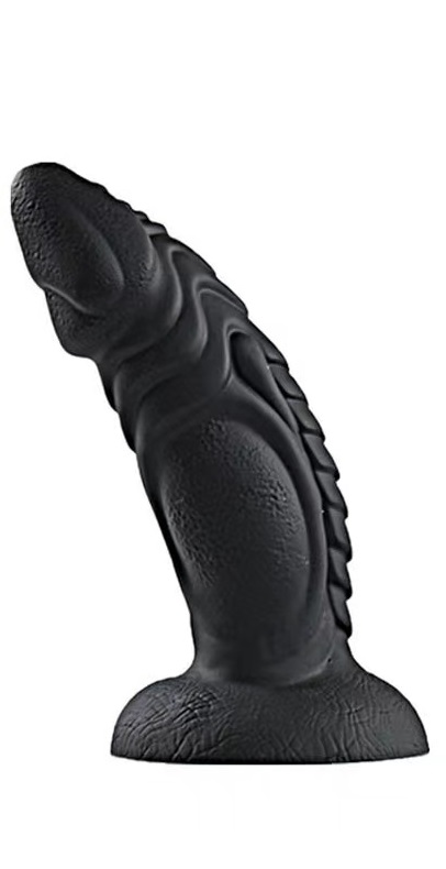 Dildo Dino cu Ventuza, Silicon Lichid, Negru, 20 cm, Guilty Toys, Nr. 4, Erotic24.ro