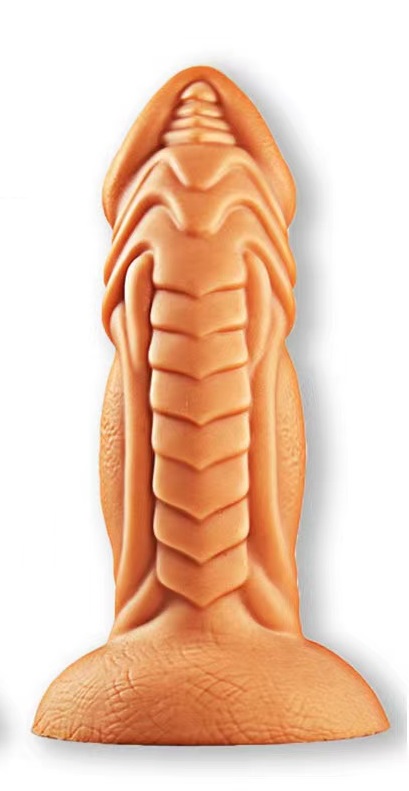 Dildo Dino cu Ventuza, Silicon Lichid, Auriu, 20 cm, Guilty Toys, #3, Erotic24.ro