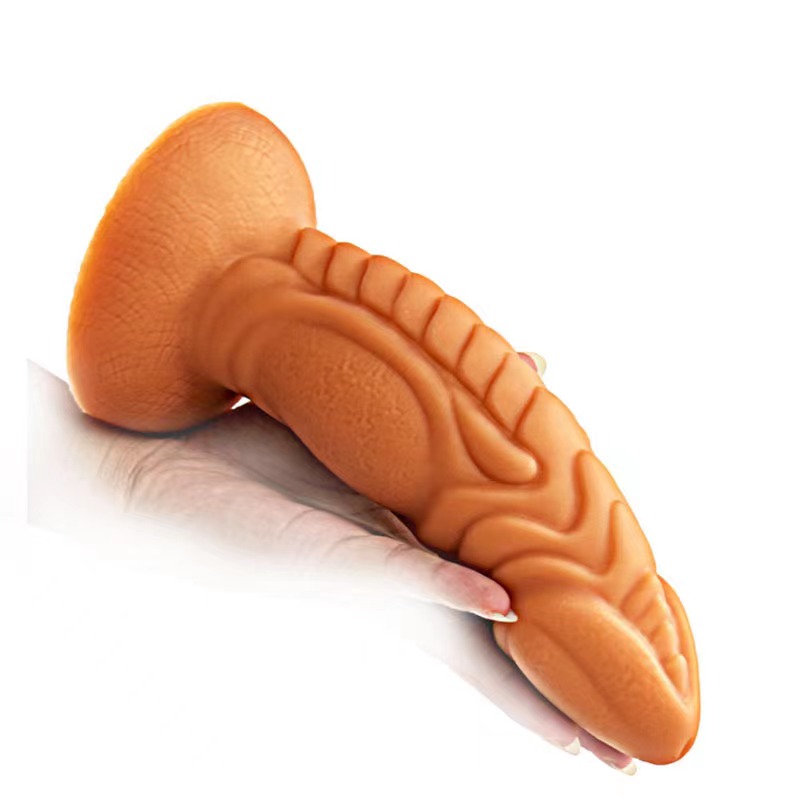 Dildo Dino cu Ventuza, Silicon Lichid, Auriu, 20 cm, Guilty Toys, #4, Erotic24.ro