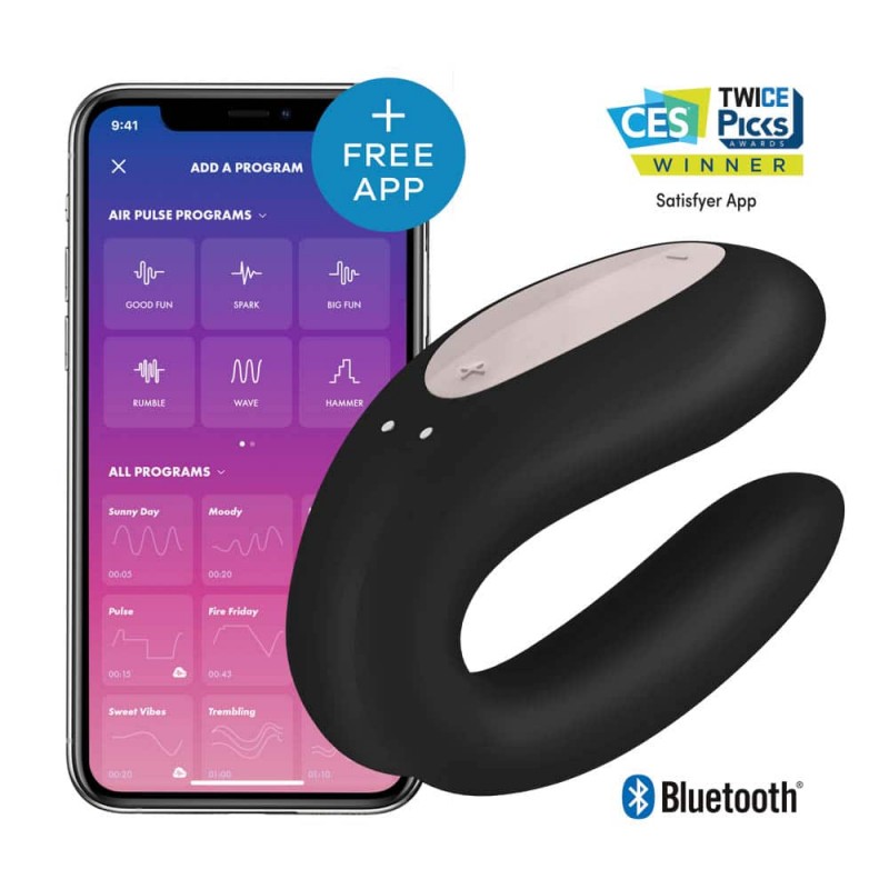 Vibrator Cuplu Double Joy Satisfyer Free App Black, #4, Erotic24.ro
