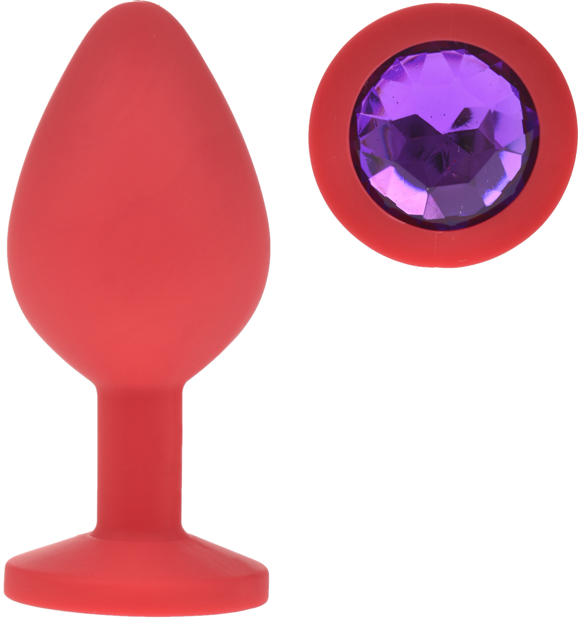 Dop Anal Silicone Buttplug, Medium, Rosu/Mov, Guilty Toys