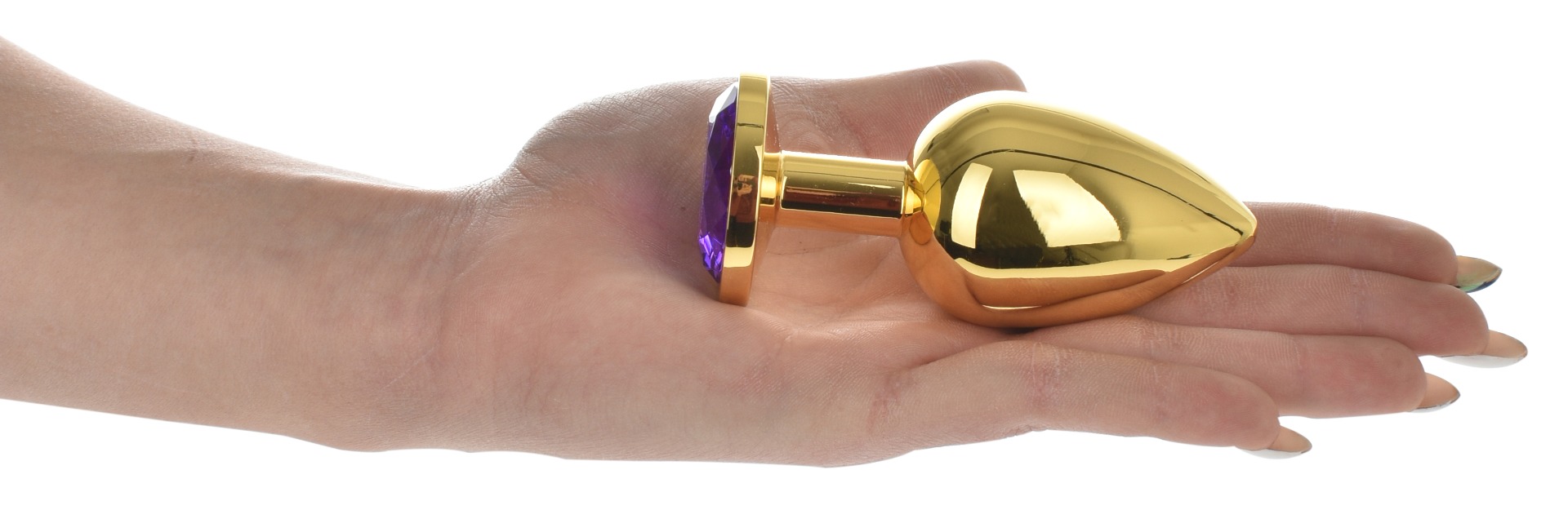 Dop Anal Metallic Buttplug, Large, Auriu/Mov, Passion Labs, Nr. 3, Erotic24.ro