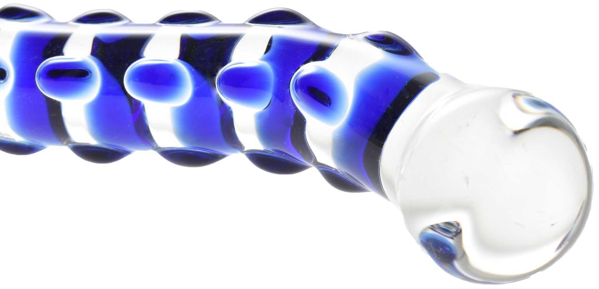 Dildo Sticla Ribbed Clear/Albastru 22.5 cm Mokko Toys, #3, Erotic24.ro