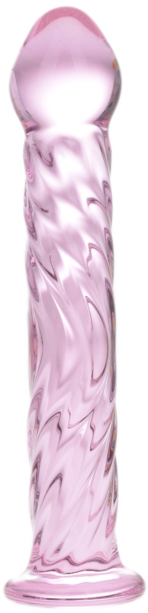 Dildo Sticla Lovely Stripes Roz 17.5 cm Mokko Toys, #3, Erotic24.ro