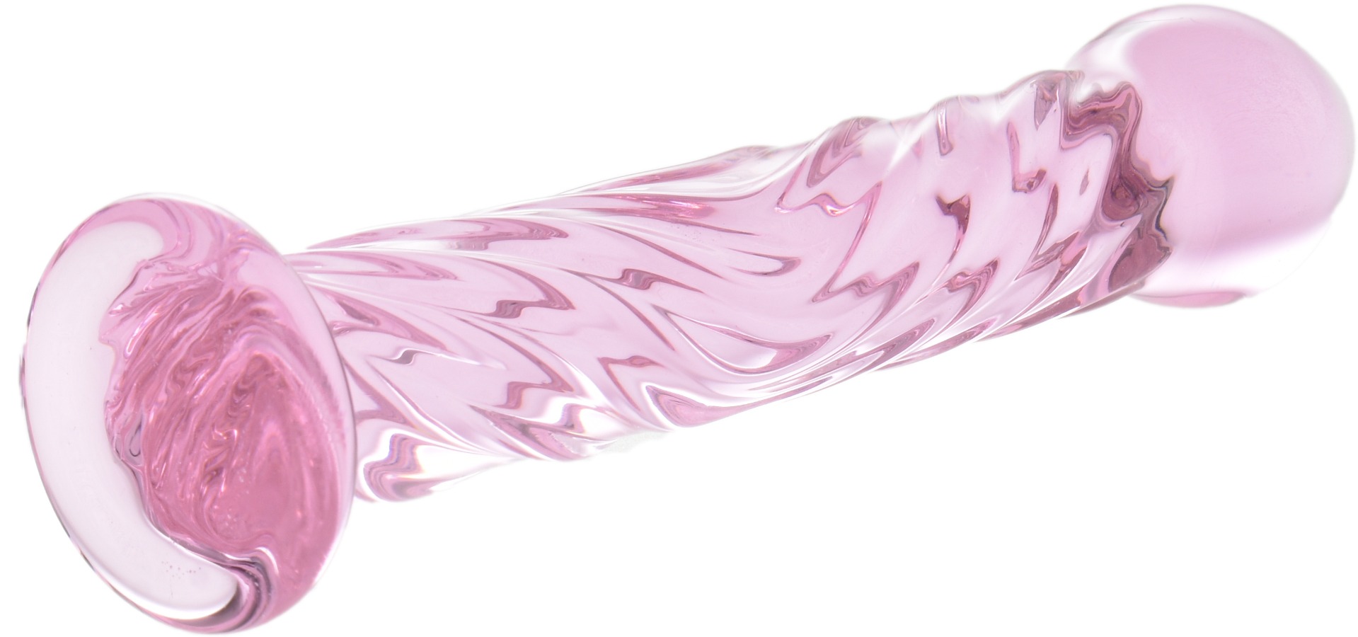 Dildo Sticla Lovely Stripes Roz 17.5 cm Mokko Toys, #1, Erotic24.ro