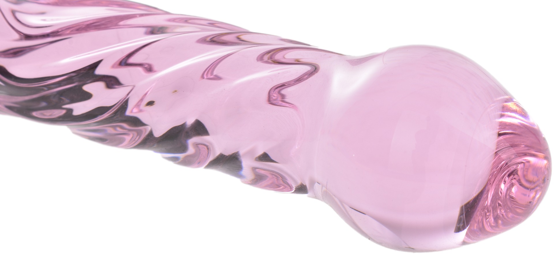 Dildo Sticla Lovely Stripes Roz 17.5 cm Mokko Toys, #2, Erotic24.ro