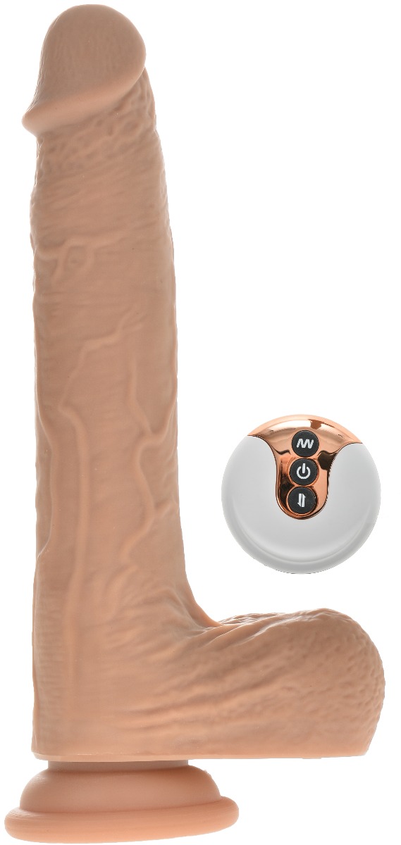 Vibrator Realist Lordy Remote Control Vibrating&Thrusting&Heating Silicon Lichid Natural 22 cm Guilty Toys, #1, Erotic24.ro