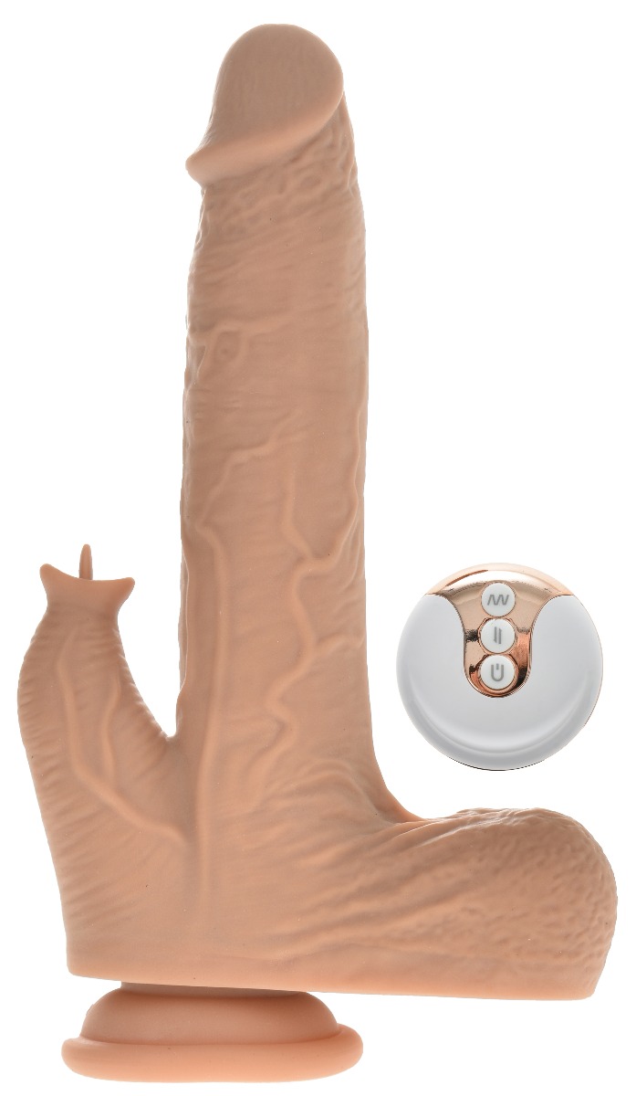 Vibrator Realist Thrusting Ultimate Pleasure Remote Control Silicon Lichid Natural 22 cm, Nr. 2, Erotic24.ro