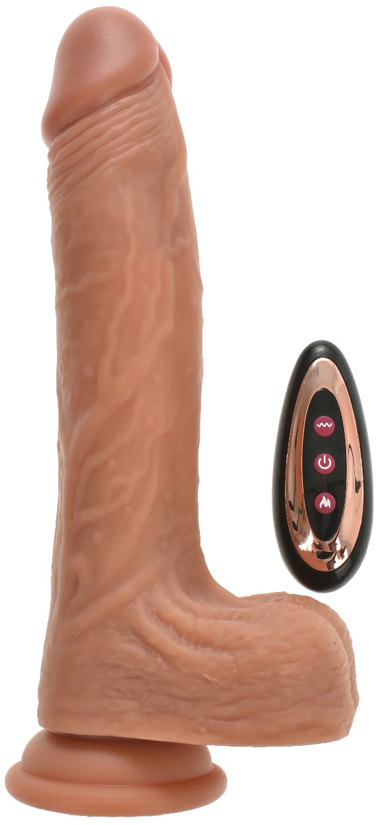 Vibrator Realist Mokko Toys Master of Thrusting&Rotating&Vibrating&Heating Silicon Strat Dublu Remote Control USB 22 cm Mokko Toys, #1, Erotic24.ro