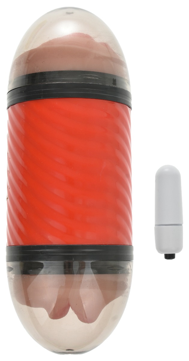 Masturbator Realist cu Glont Vibrator Dublu Vagin&Gura Rosu, #1, Erotic24.ro