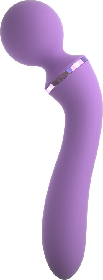 Vibrator Duo Wand Massage-Her, 2 Capete Stimulatoare, 10 Moduri Vibratii, Silicon, USB, Roz, 20 cm