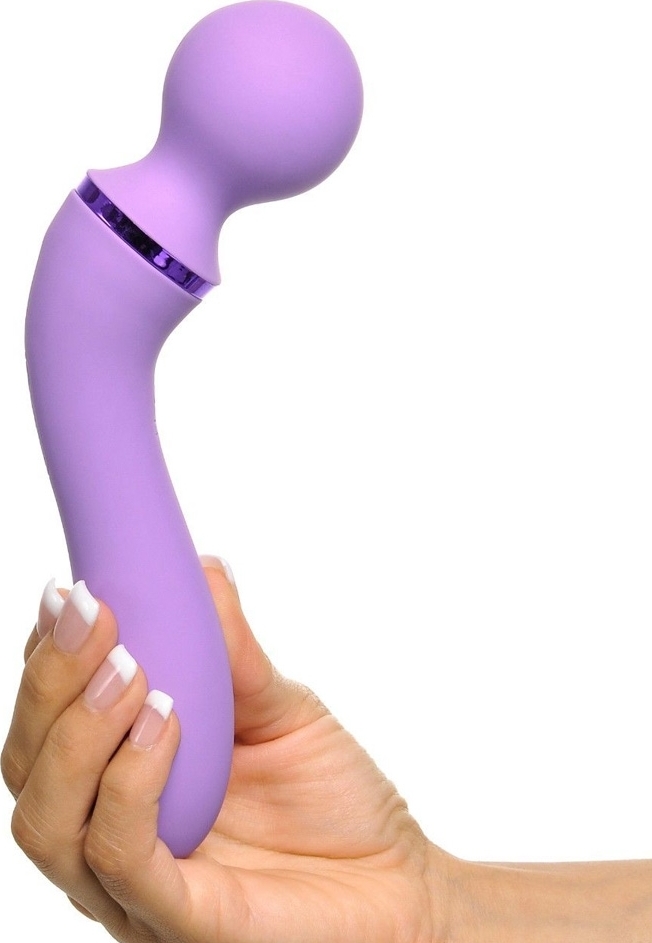 Vibrator Duo Wand Massage-Her, 2 Capete Stimulatoare, 10 Moduri Vibratii, Silicon, USB, Roz, 20 cm, #6, Erotic24.ro