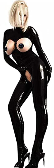 Costum Wet Look Open Cup Negru M , Nr. 1, Erotic24.ro