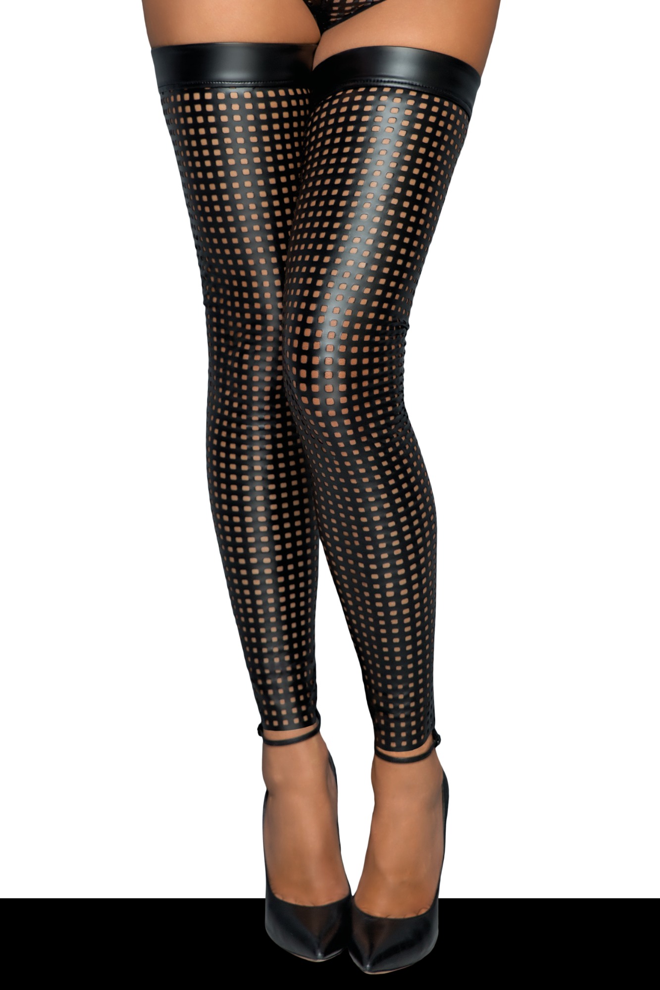 Ciorapi cu Autosustinere Wetlook Model Perforat M, #1, Erotic24.ro