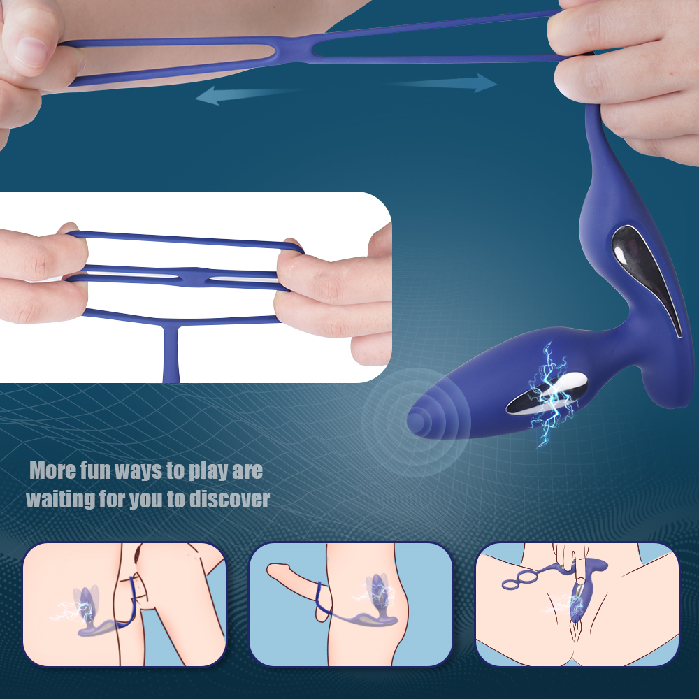 Stimulator Dustin, 9 Moduri Vibratii, 3 Moduri Electrostimulare, Silicon, Albastru, 12.6 cm, Guilty Toys, #7, Erotic24.ro