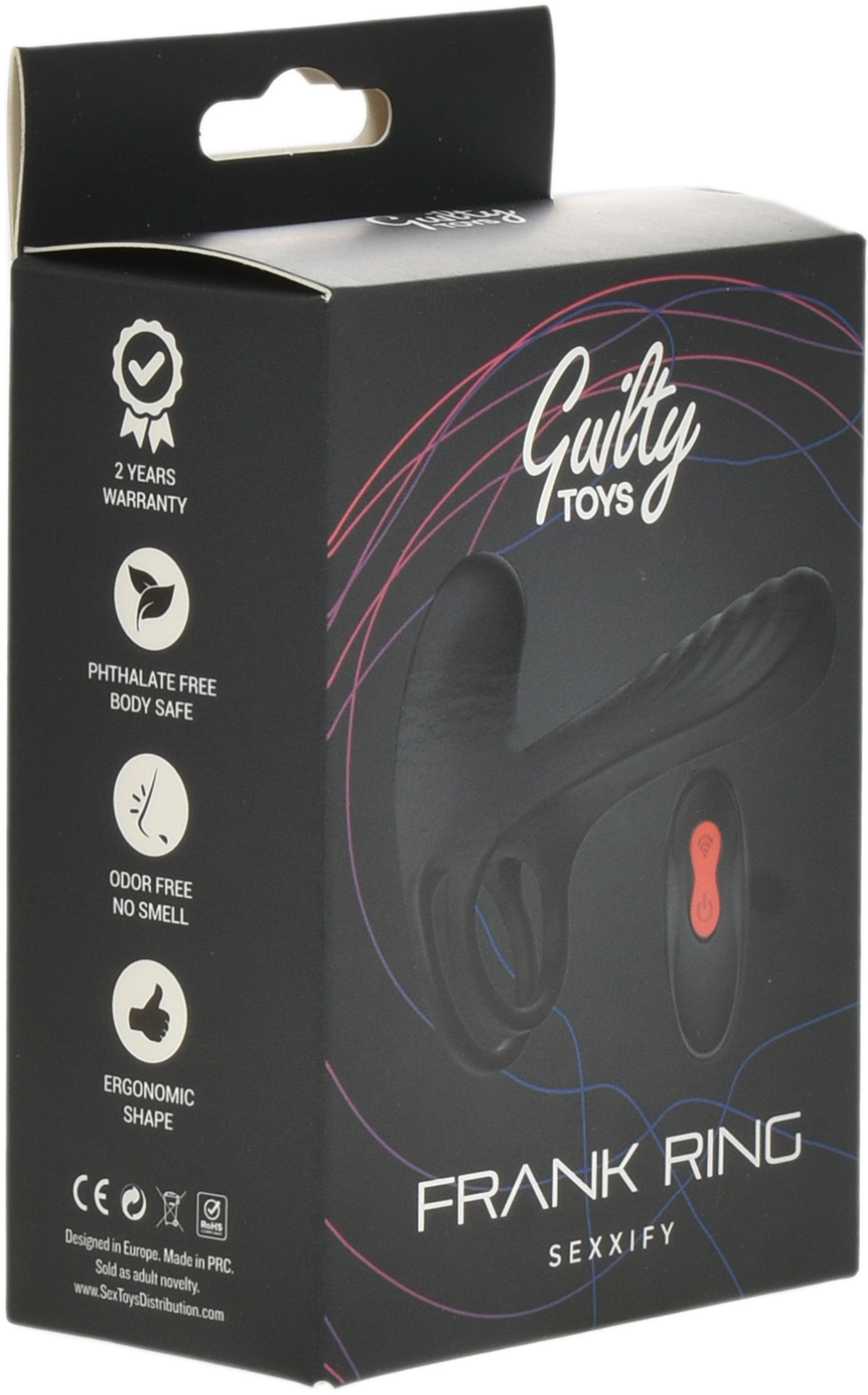 Inel Frank Ring Remote Control 9 Moduri Vibratii Silicon USB Negru Guilty Toys, #10, Erotic24.ro