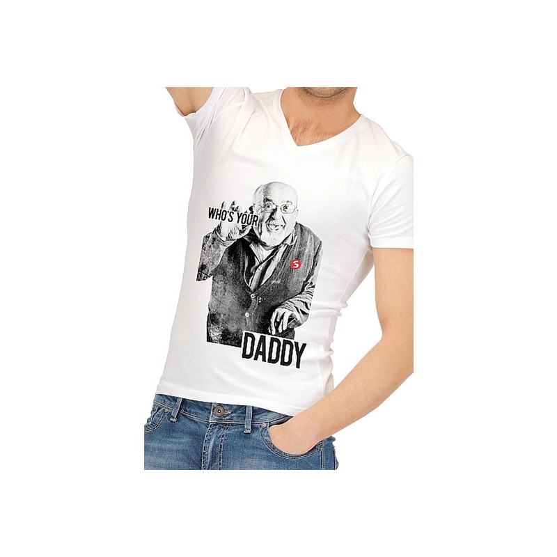 Tricou Barbati Who's Your Daddy Alb/Negru M