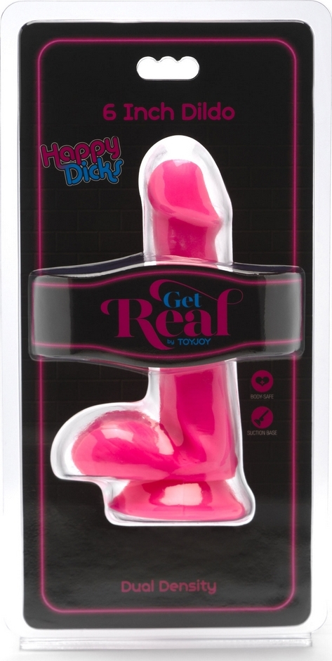 Dildo Happy Dicks Cu Testicule Roz 16.5 cm, #2, Erotic24.ro