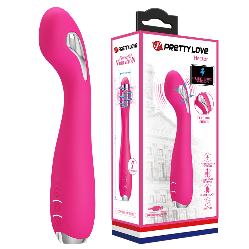 Vibrator Hector Electric Shock Roz USB 19.5 cm , Nr. 5, Erotic24.ro