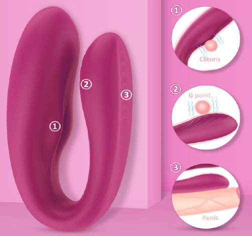 Vibrator Cuplu Luella Remote Control 9 Moduri Vibratii Silicon Rosu USB Guilty Toys, #2, Erotic24.ro