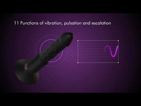 Vibrator Ass Fucker, 11 Moduri Vibratiii, Silicon, USB, Negru, 33.8 cm, #6, Erotic24.ro