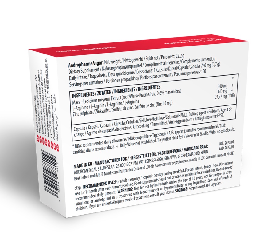 Supliment Barbati Cresterea Libidoului Andropharma Vigor 30 Capsule, #2, Erotic24.ro