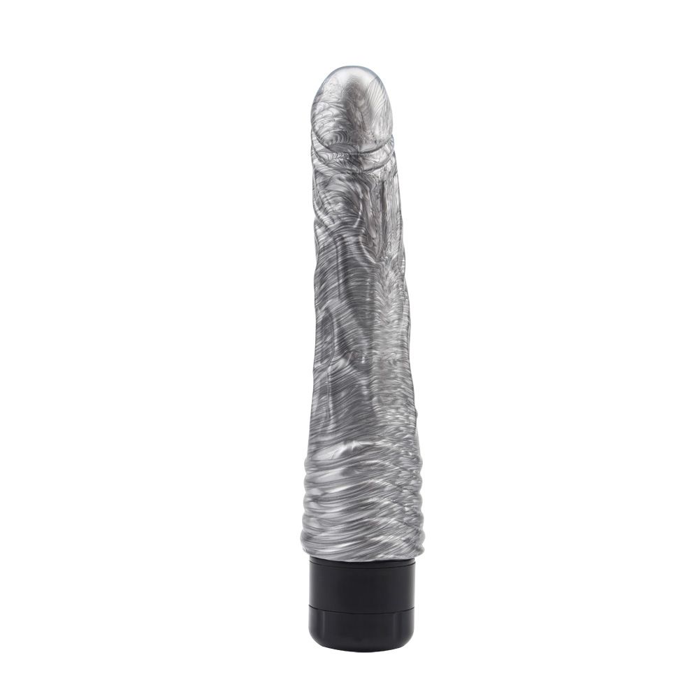 Vibrator Realist Multispeed PVC Silver 22 cm, Nr. 2, Erotic24.ro