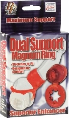 Inel pentru Penis Dual Suport Magnum, TPE elastic, Rosu, #2, Erotic24.ro