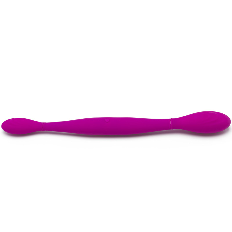 Vibrator Dublu Infinity, 3 Viteze Vibratii + 4 Moduri Pulsatie, Silicon, USB , Mov, 37 cm  , #2, Erotic24.ro
