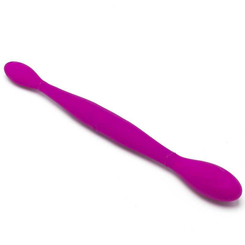 Vibrator Dublu Infinity, 3 Viteze Vibratii + 4 Moduri Pulsatie, Silicon, USB , Mov, 37 cm  , #3, Erotic24.ro