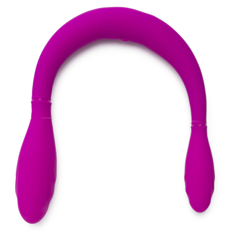 Vibrator Dublu Infinity, 3 Viteze Vibratii + 4 Moduri Pulsatie, Silicon, USB , Mov, 37 cm  , #4, Erotic24.ro