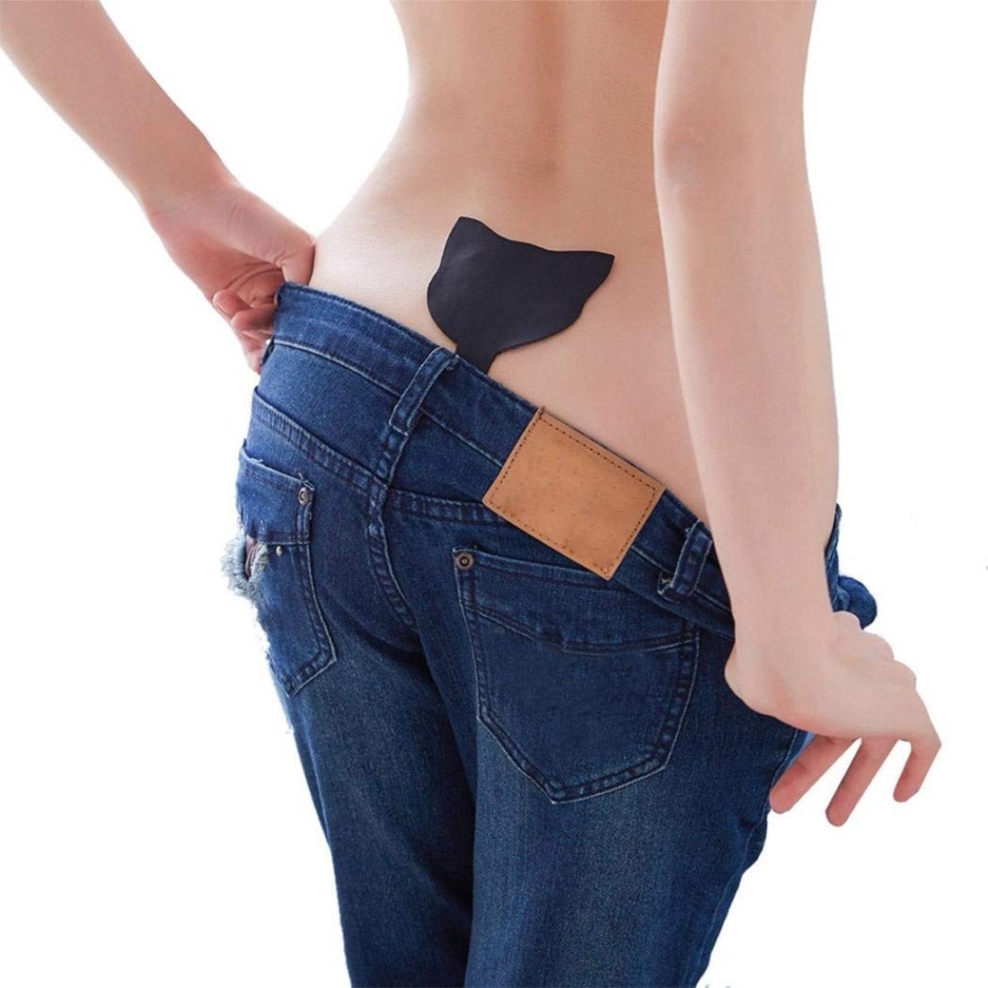 Bikini Adezivi fara Bretele, Forma Pisica, Negru, L, Nr. 3, Erotic24.ro