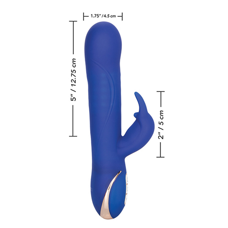 Vibrator Iepuras Rotating Beaded, 7 Moduri Vibratii, Silicon, USB, Albastru, 22.7 cm, #5, Erotic24.ro