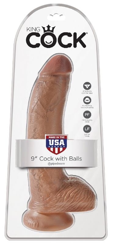 Dildo Realist King Cock 21 cm With Balls Caramel, #5, Erotic24.ro