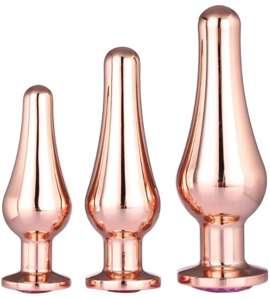 Set 3 Dopuri Anale Pleasure Plug Auriu Gleaming Love, #2, Erotic24.ro