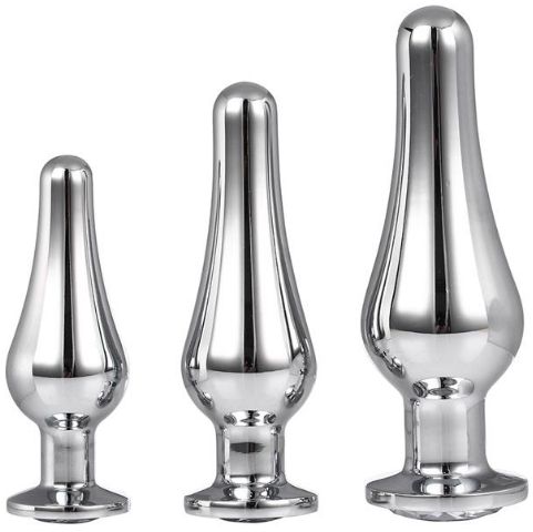 Set 3 Dopuri Anale Pleasure Plug Argintiu Gleaming Love