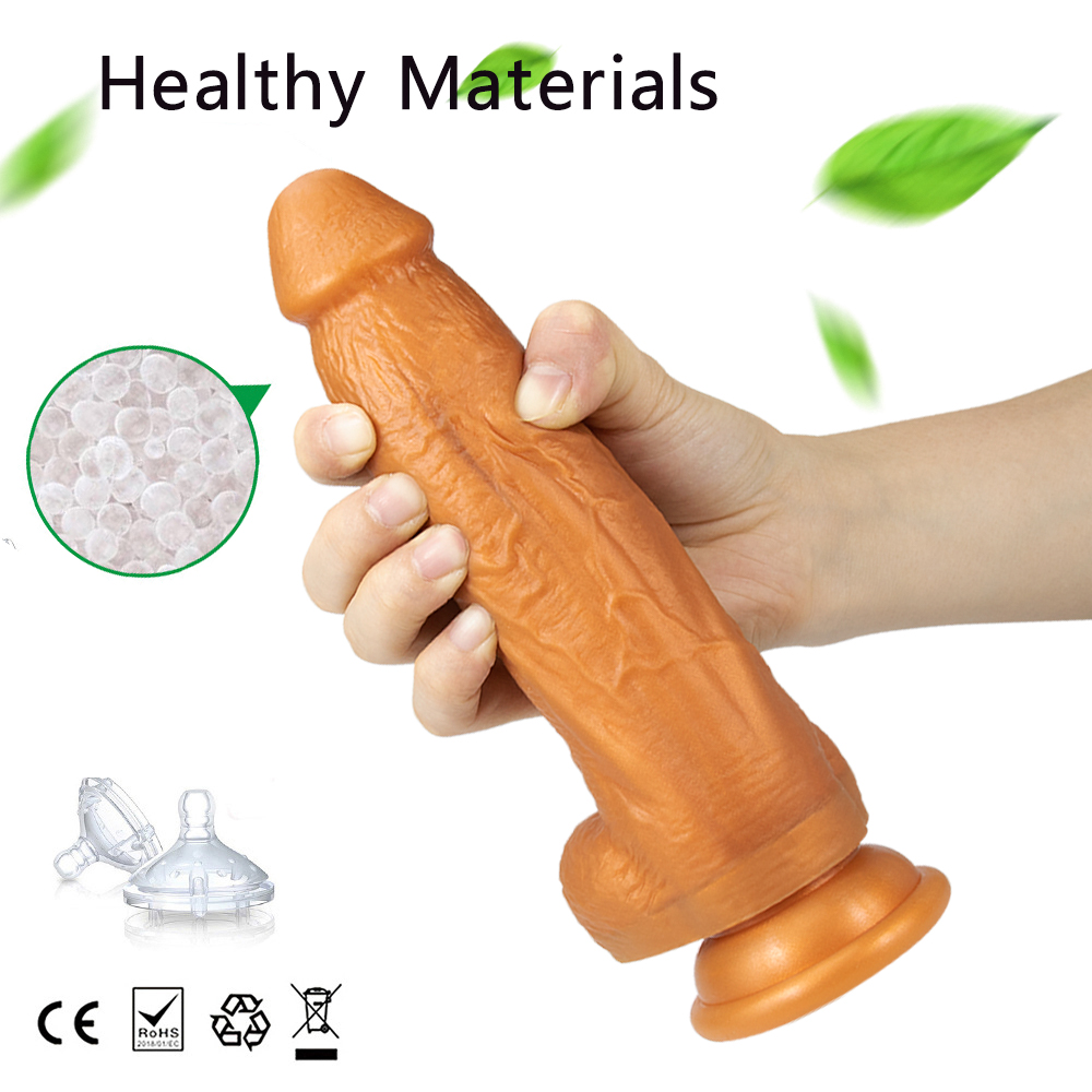 Dildo Realist Kujup Silicon Lichid Dubla Densitate Maro-Auriu 20.5 cm Mokko Toys, #5, Erotic24.ro