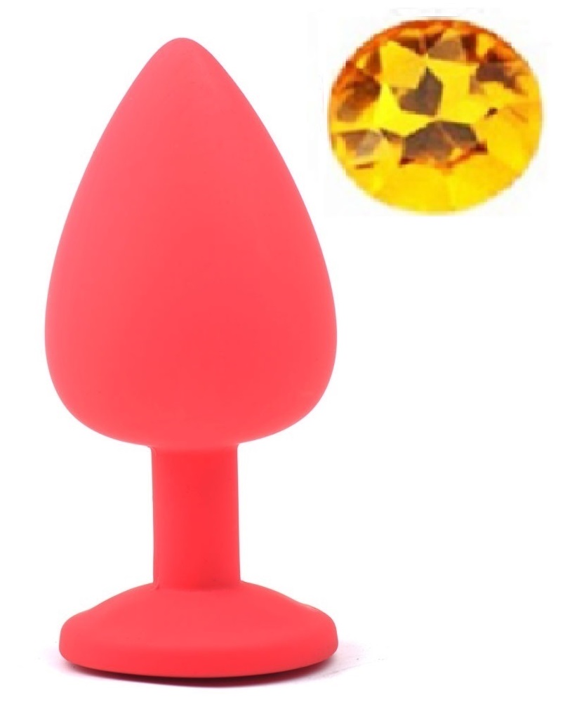 Dop Anal Silicone Buttplug Large Silicon Rosu/Galben Guilty Toys, #1, Erotic24.ro