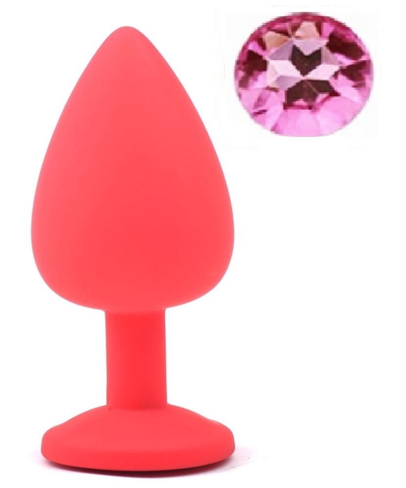 Dop Anal Silicone Buttplug Large Silicon Rosu/Roz Deschis Guilty Toys, #1, Erotic24.ro