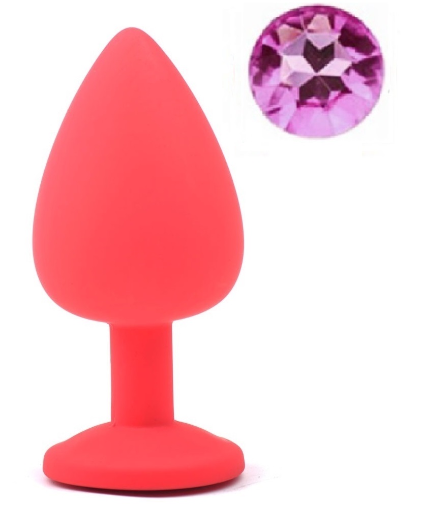 Dop Anal Silicone Buttplug, Large, Silicon, Rosu/Roz, Guilty Toys