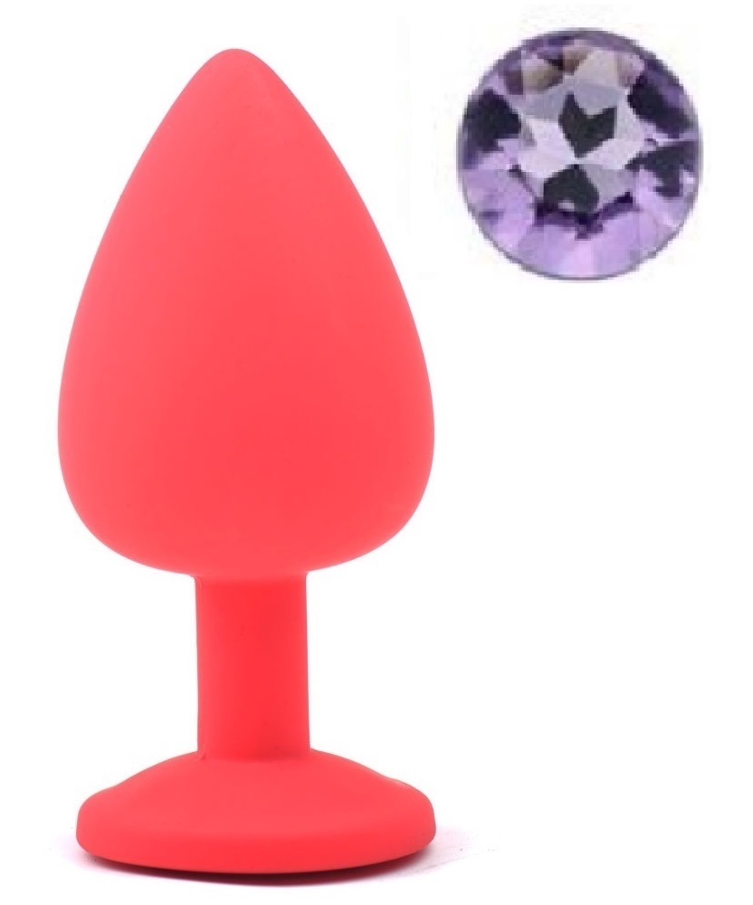 Dop Anal Silicone Buttplug Large Silicon Rosu/Mov Deschis Guilty Toys, #1, Erotic24.ro