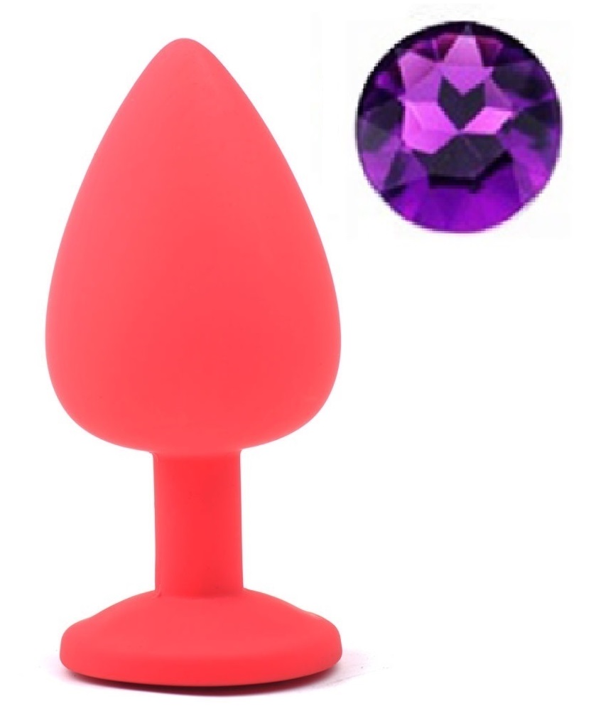 Dop Anal Silicone Buttplug Large Silicon Rosu/Mov Guilty Toys, #1, Erotic24.ro