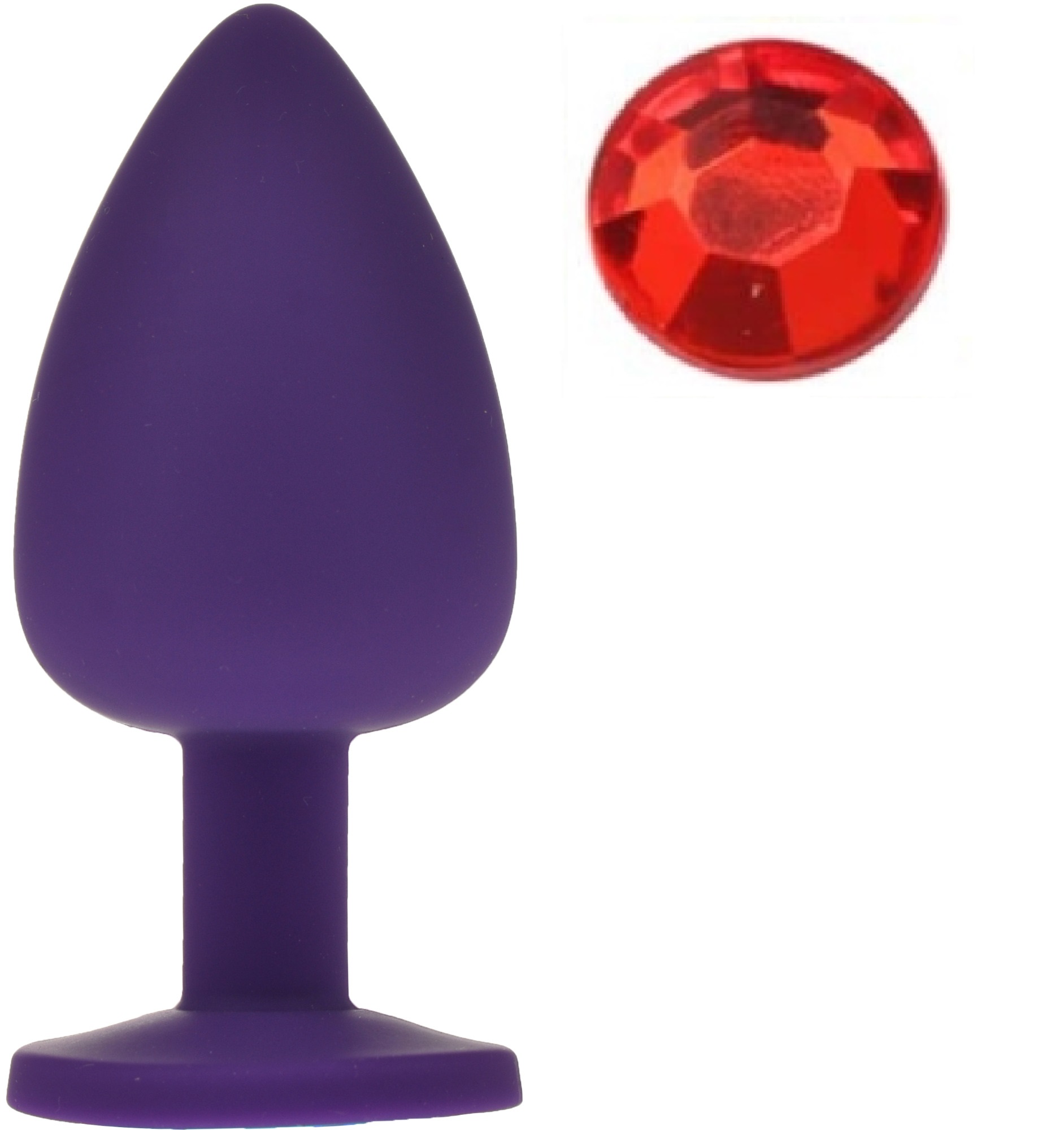 Dop Anal Silicone Buttplug, Large, Mov/Rosu, Guilty Toys